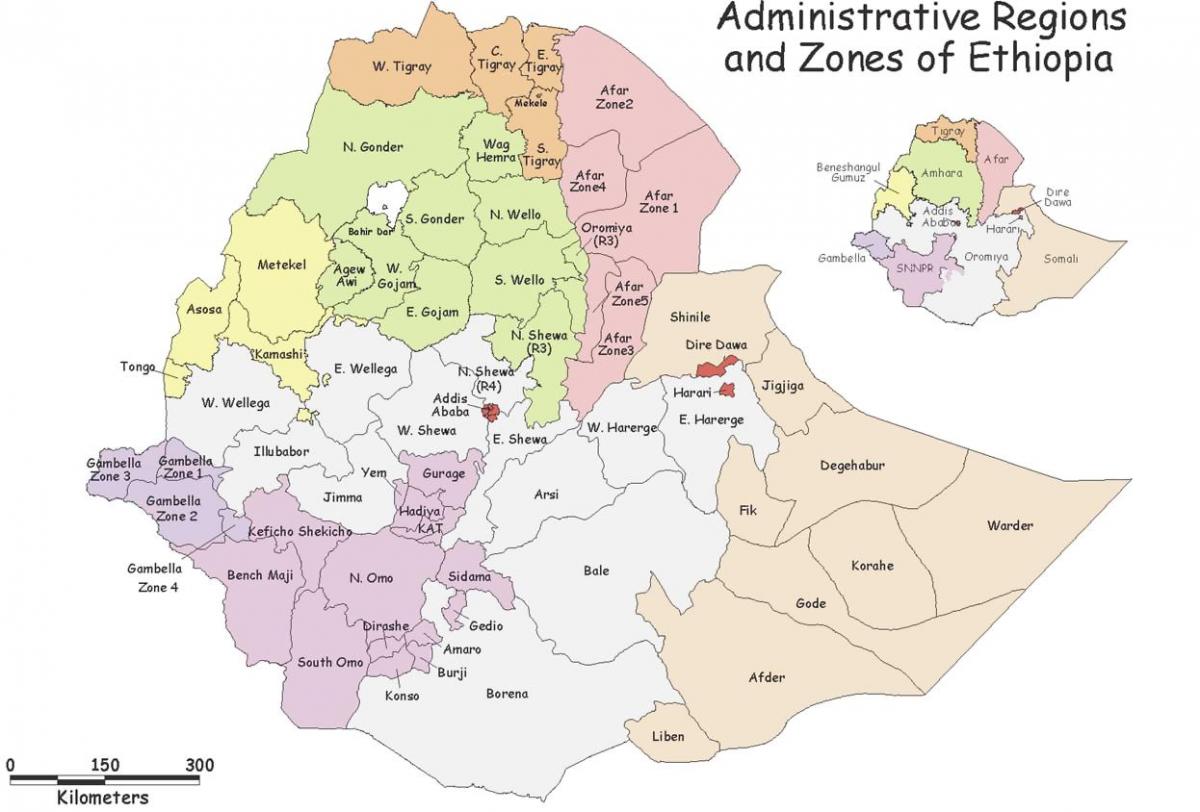 इथियोपिया के द्वारा मानचित्र क्षेत्र