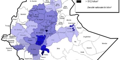 इथियोपिया जनसंख्या घनत्व नक्शा