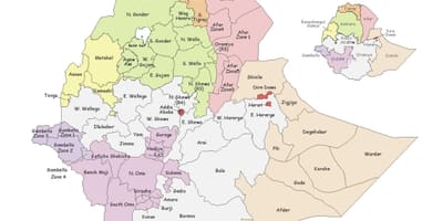 इथियोपिया के द्वारा मानचित्र क्षेत्र