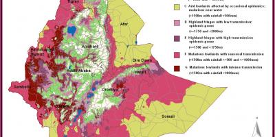 नक्शा इथियोपिया के मलेरिया